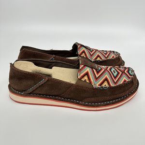 ARIAT Cruiser Shoes Woman’s Palm Brown Serape Leather Loafer Slip On size 9